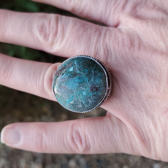 New Chrysocolla 925 Silver Ring. - Picture 11 of 16